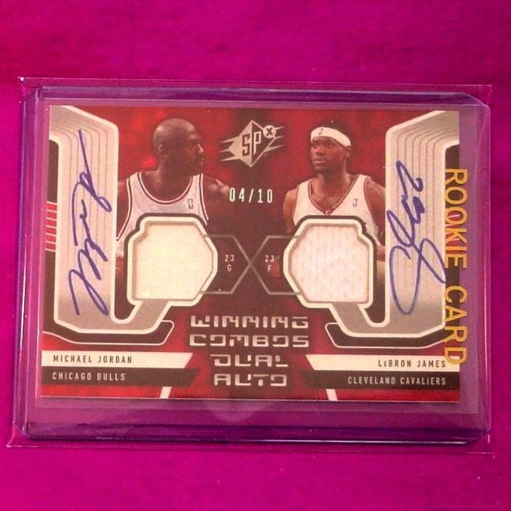 Michael Jordan and Lebron James Facsimile Auto Novelty Card